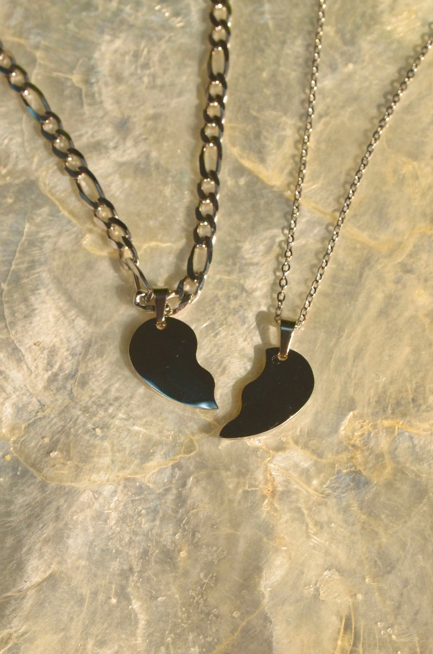 COUPLE'S CONNECTING HEART NECKLACE SET