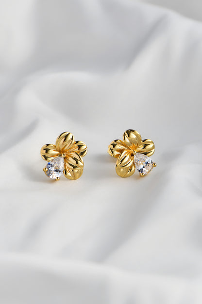 18k Gold Filled Sampaguita Flower Earrings Non Tarnish. By DBL Jewelry