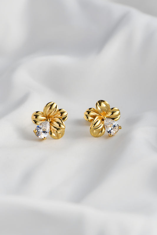 18k Gold Filled Sampaguita Flower Earrings Non Tarnish. By DBL Jewelry