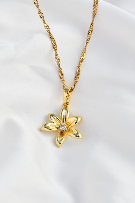24K Gold Filled Sampaguita Flower Necklace Non Tarnish. By DBL Jewelry
