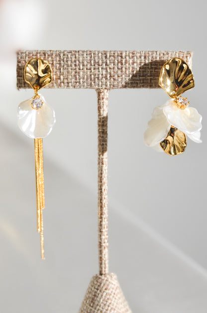 SAMPAGUITA FLOWER PEARL DROP EARRINGS