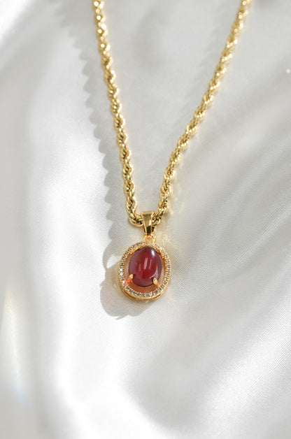 CARNELIAN CRYSTAL PENDANT NECKLACE