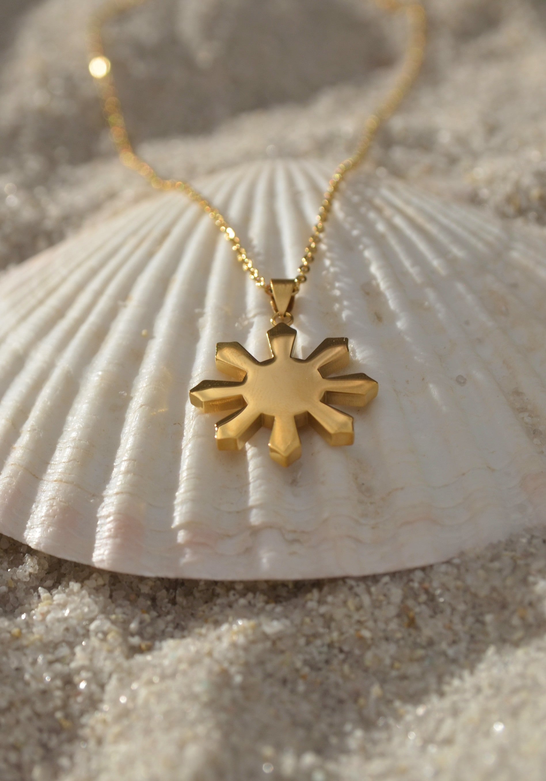 Buy 14k Gold Plated Sun Pendant Chain Necklace Handmade Minimalist Dainty  Tiny Gear Charm Jewelry Online in India - Etsy