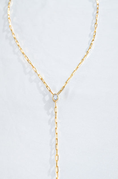 LARIAT PAPERCLIP DROP NECKLACE