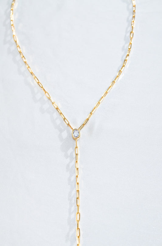 LARIAT PAPERCLIP DROP NECKLACE