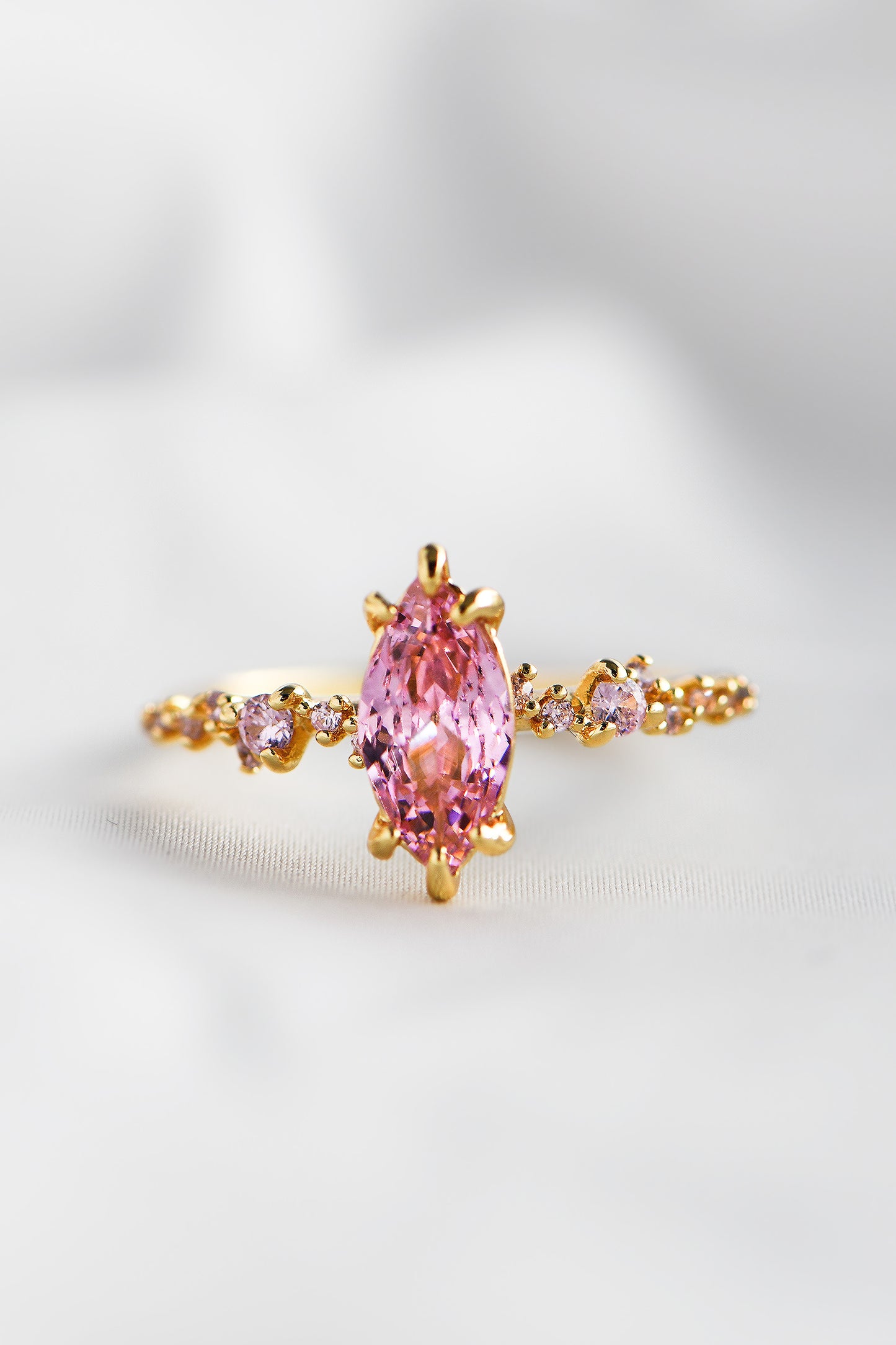 24K Gold Filled Agimat Rose Quartz Ring. By DBL Jewelry