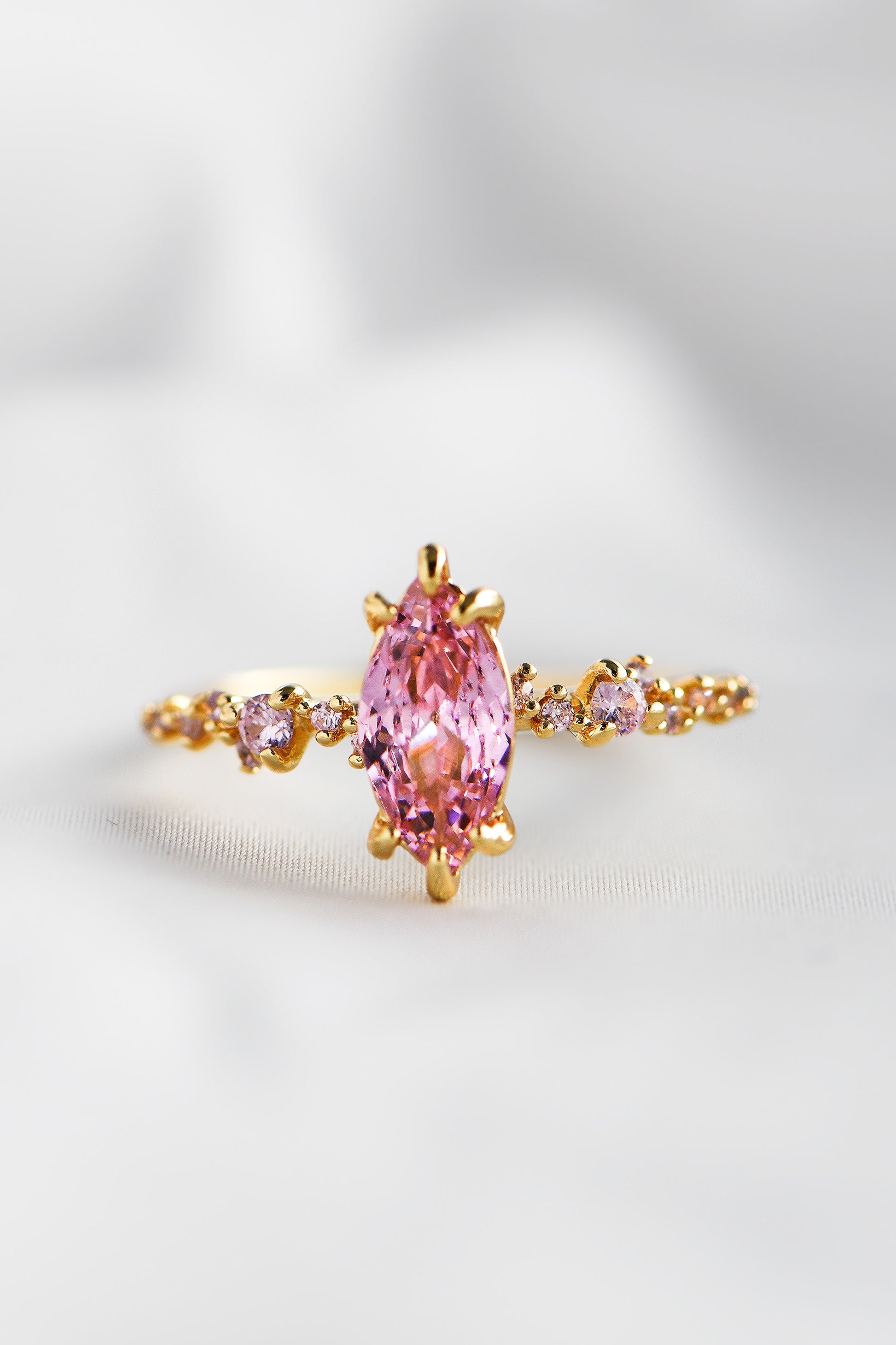 24K Gold Filled Agimat Rose Quartz Ring. By DBL Jewelry