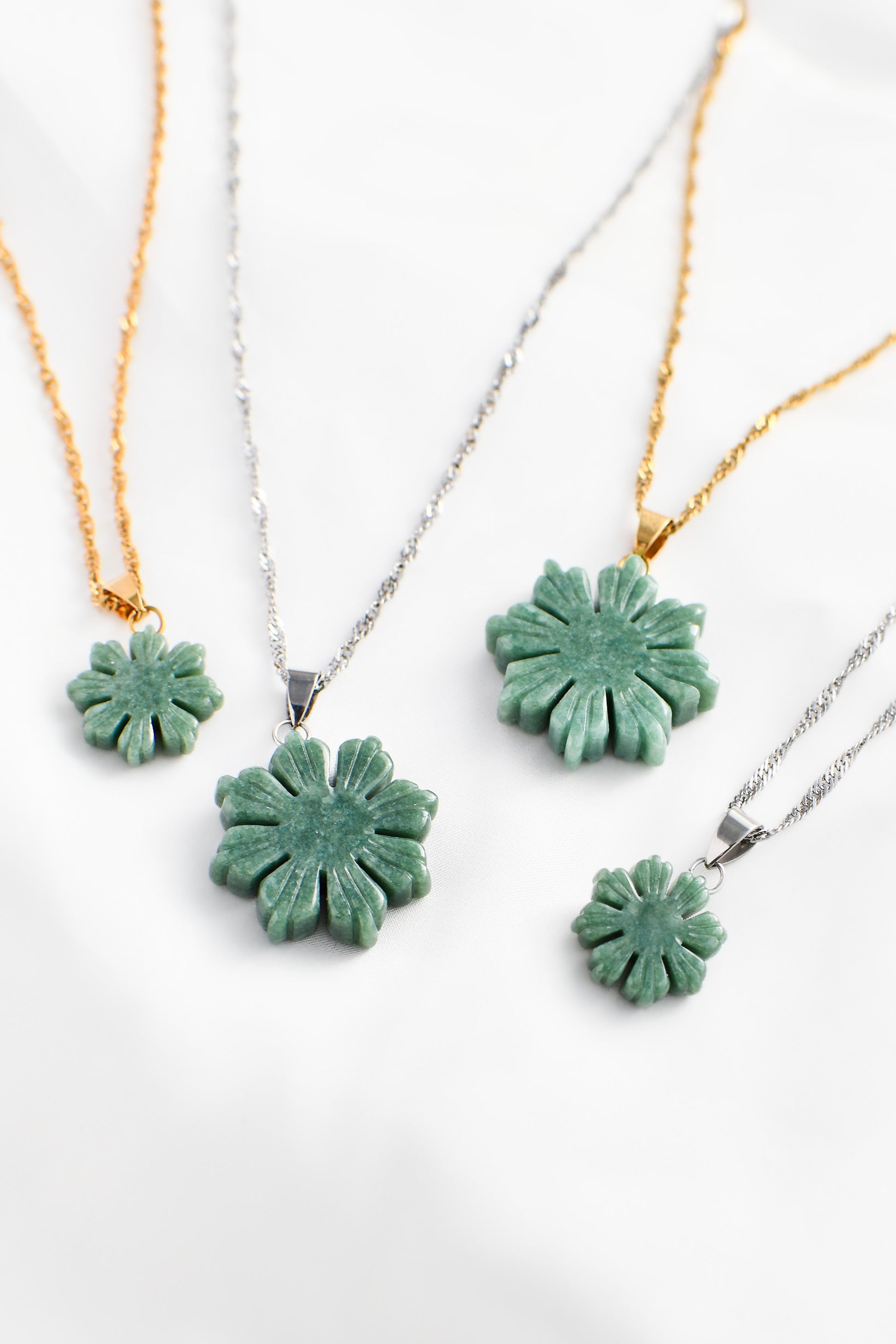 All Jade Mabuhay Sun Pendant sizes 18K Gold Plated Stainless Steel & Waterproof on white background 