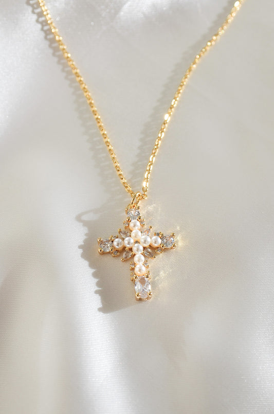 PEARL CROSS NECKLACE