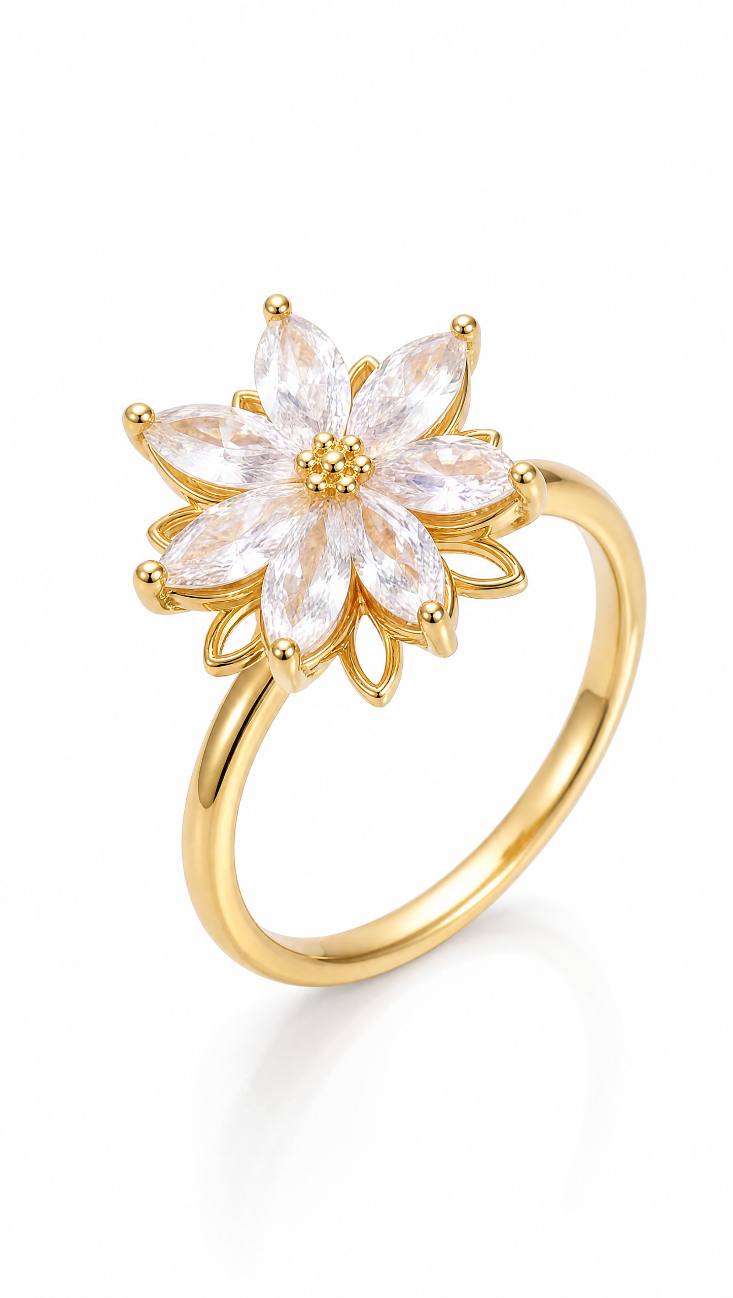 DIAMOND SAMPAGUITA FLOWER SPINNER RING