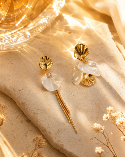 SAMPAGUITA FLOWER PEARL DROP EARRINGS