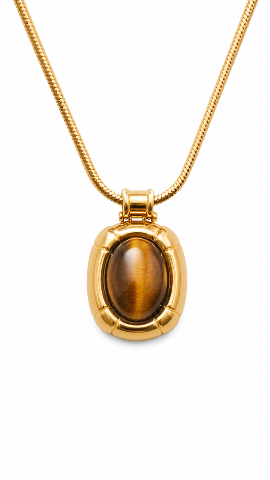 DAINTY HONEY TIGER EYE PROTECTION NECKLACE