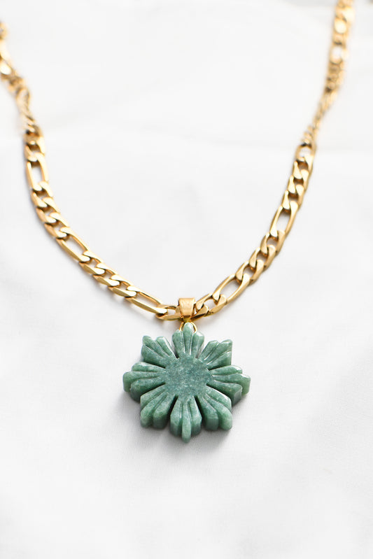 Men's Gold Jade Mabuhay Sun Necklace, featuring Waterproof & Non Tarnish capabilities. By DBL Jewelry