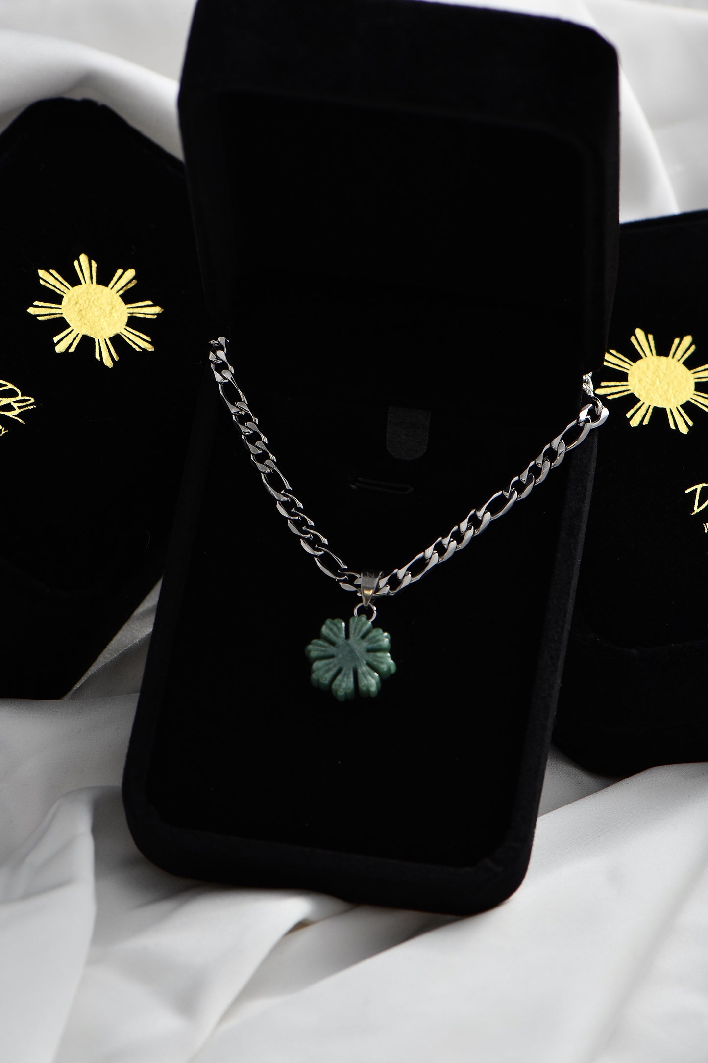 Silver Jade Mabuhay Sun Necklace in Exclusive DBL Box 