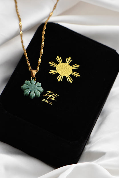 Mini Jade Mabuhay Sun on DBL Jewelry Special Velevet Box. By DBL Jewelry