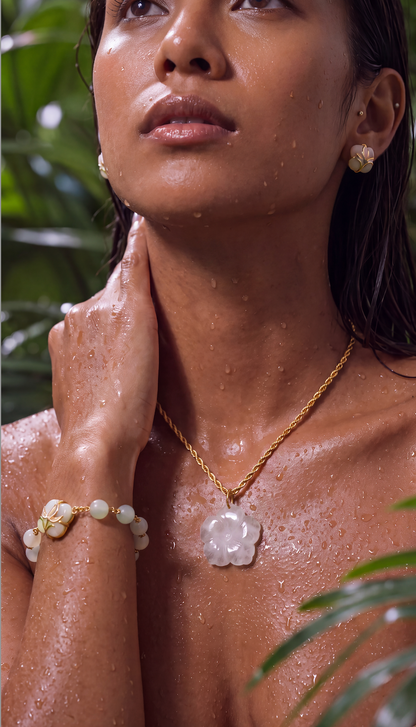 GEMSTONE SAMPAGUITA FLOWER NECKLACE