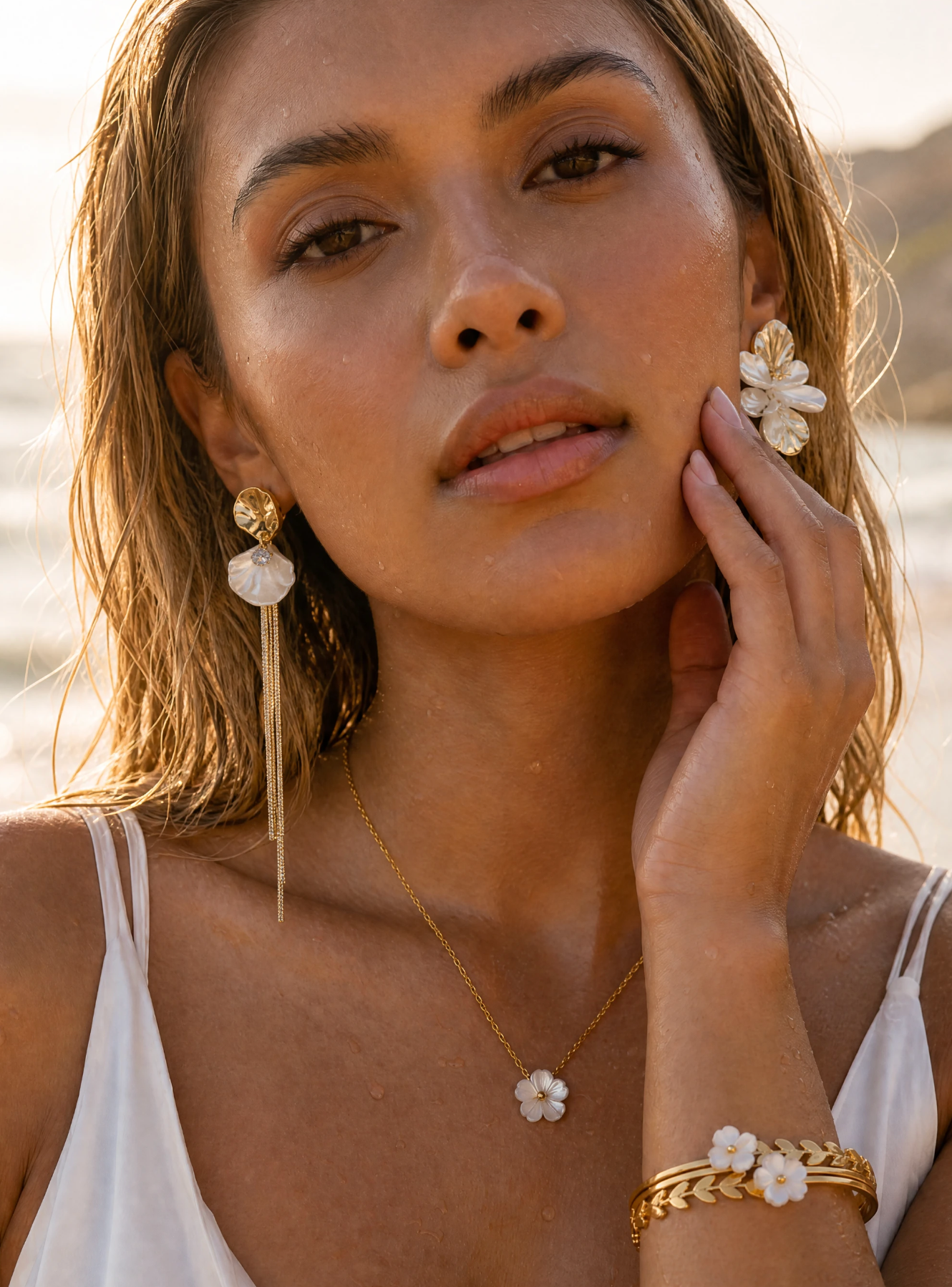 SAMPAGUITA FLOWER PEARL DROP EARRINGS