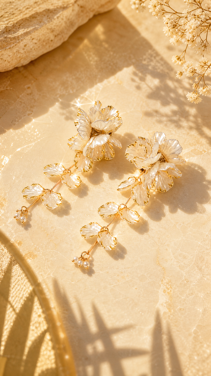 BRIDAL SAMPAGUITA FLOWER DROP EARRINGS