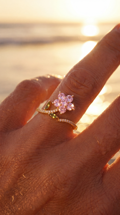 CHERRY BLOSSOM FLOWER ROTATING RING
