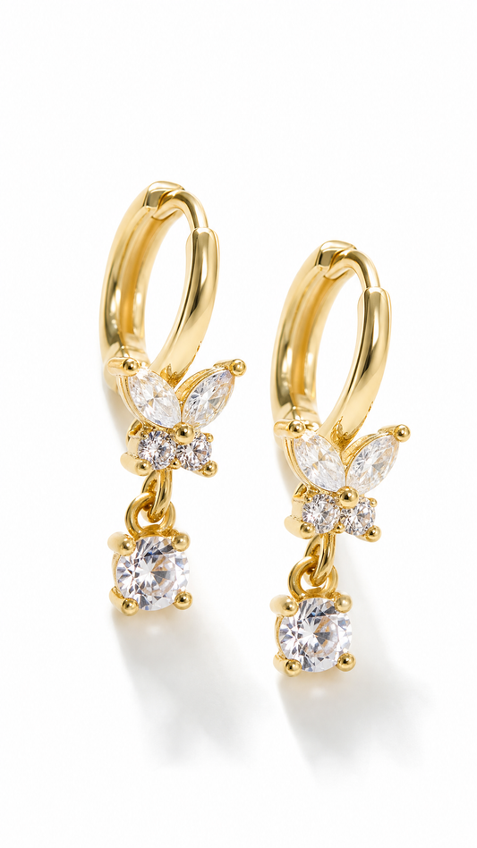 DAINTY BUTTERFLY DROP EARRINGS