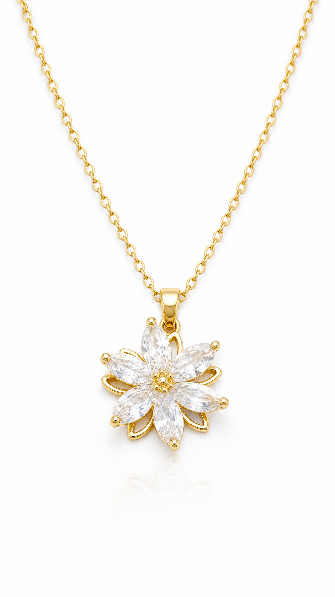 DIAMOND SAMPAGUITA FLOWER SPINNER NECKLACE
