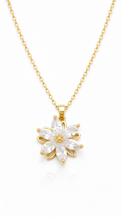 DIAMOND SAMPAGUITA FLOWER SPINNER NECKLACE