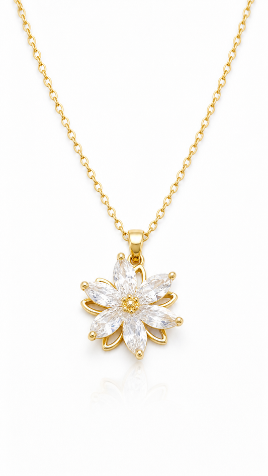DIAMOND SAMPAGUITA FLOWER SPINNER NECKLACE