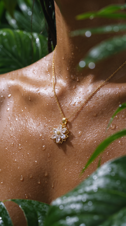 DIAMOND SAMPAGUITA FLOWER SPINNER NECKLACE