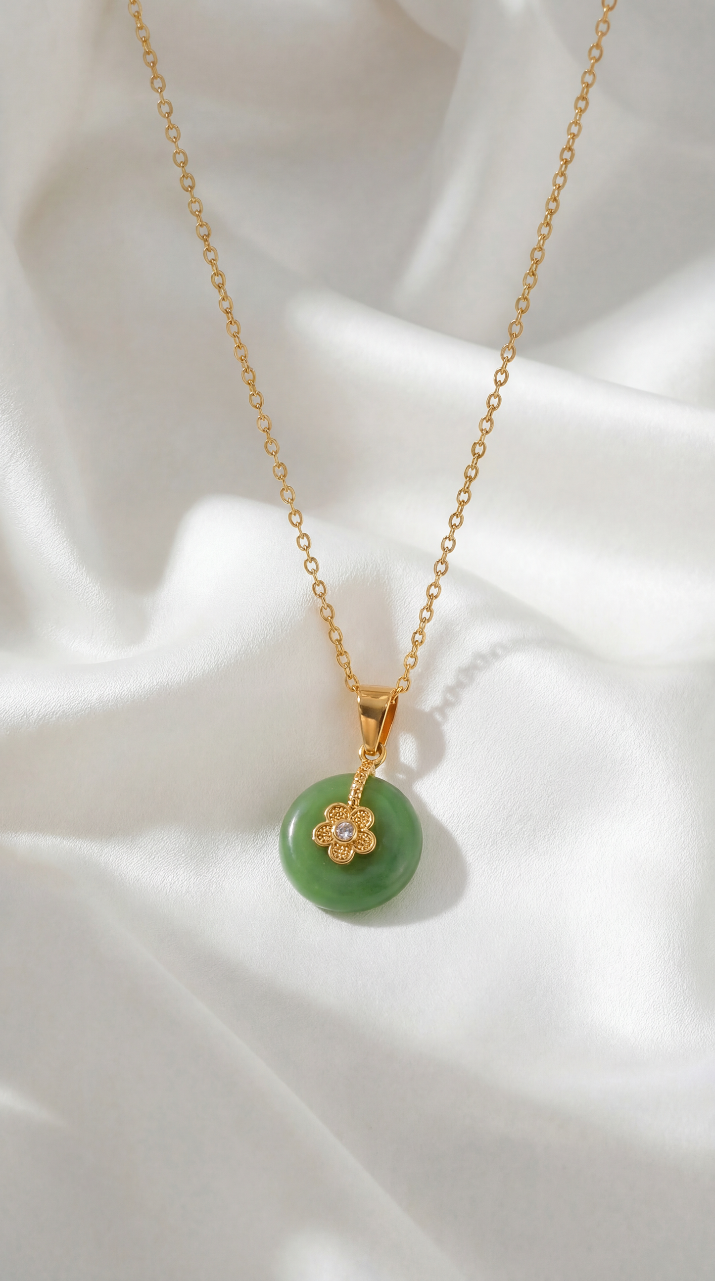 JADE SAMPAGUITA FLOWER NECKLACE