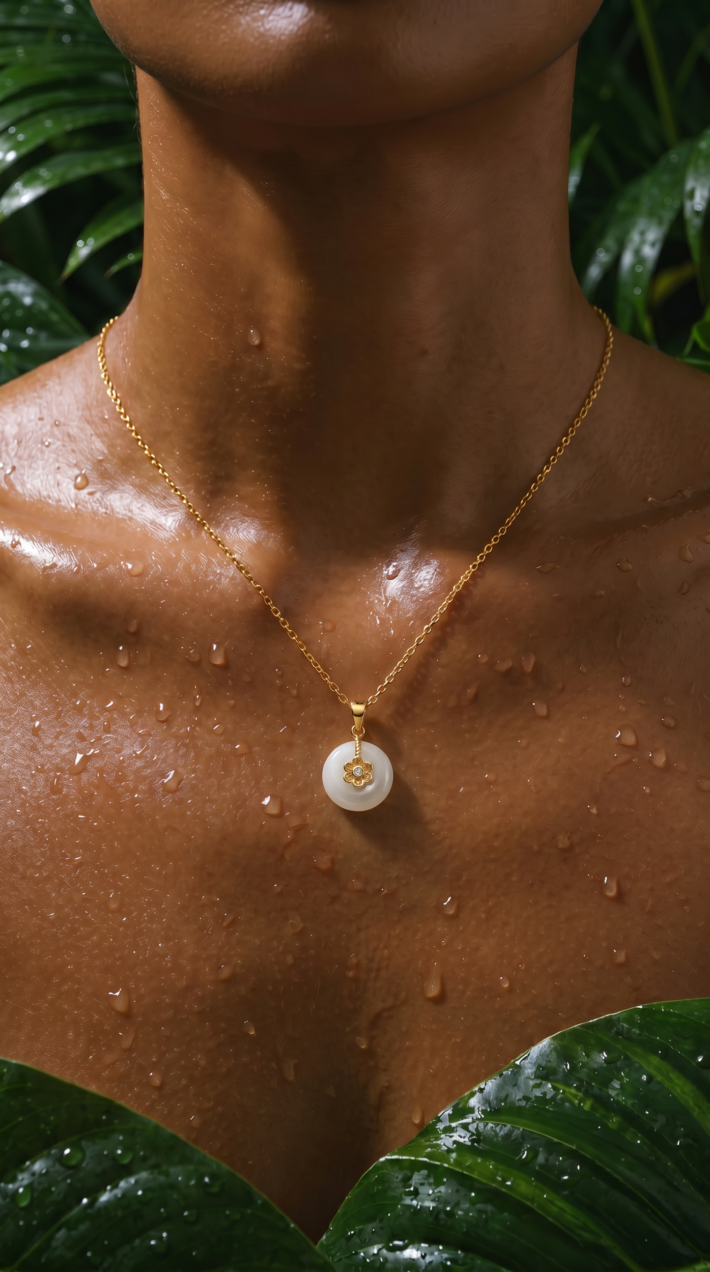 JADE SAMPAGUITA FLOWER NECKLACE