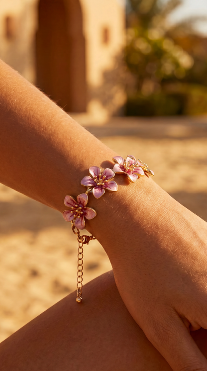 PINK HIBISCUS FLOWER CHARM BRACELET/ANKLET