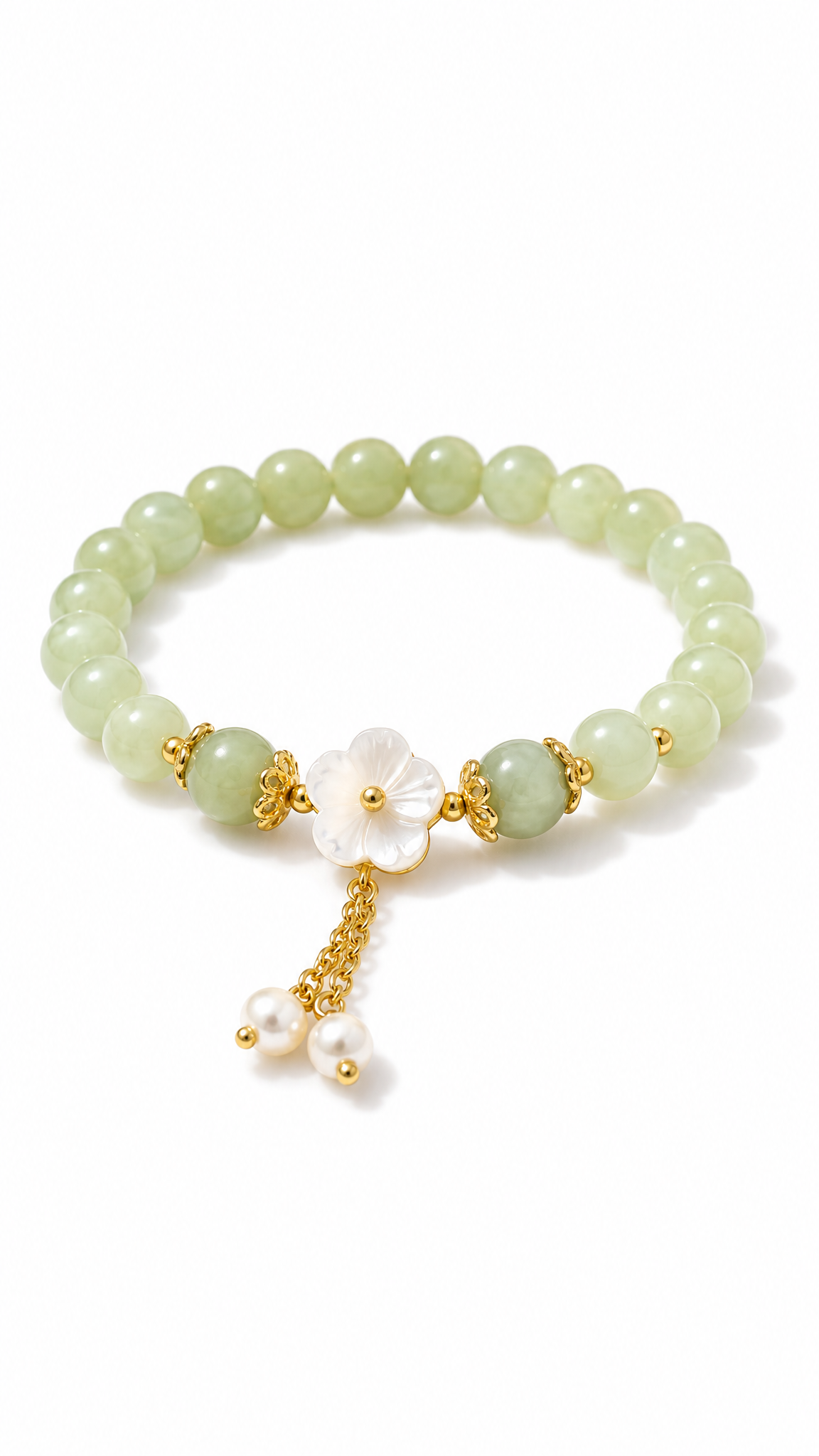 PEARL JADE SAMPAGUITA FLOWER BRACELET