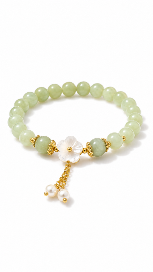 PEARL JADE SAMPAGUITA FLOWER BRACELET