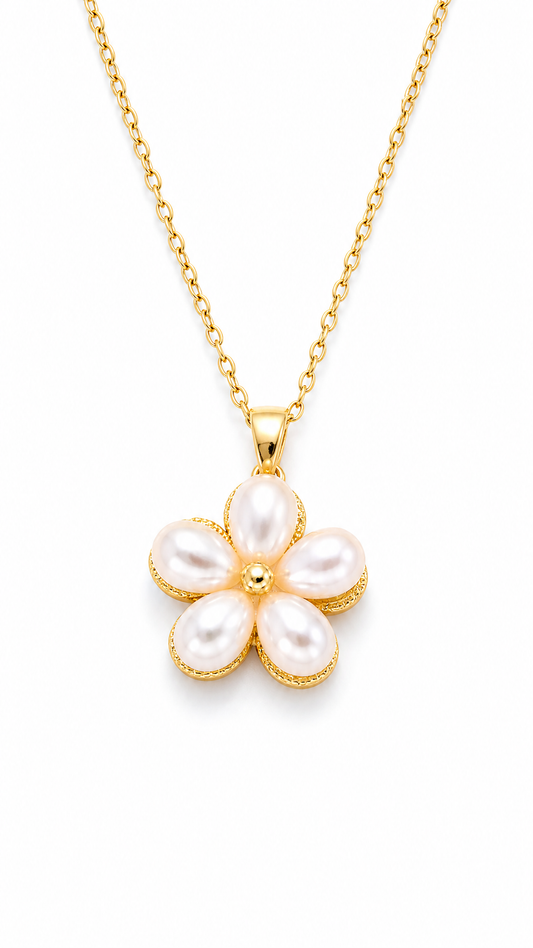 PEARL SAMPAGUITA FLOWER SPINNER NECKLACE
