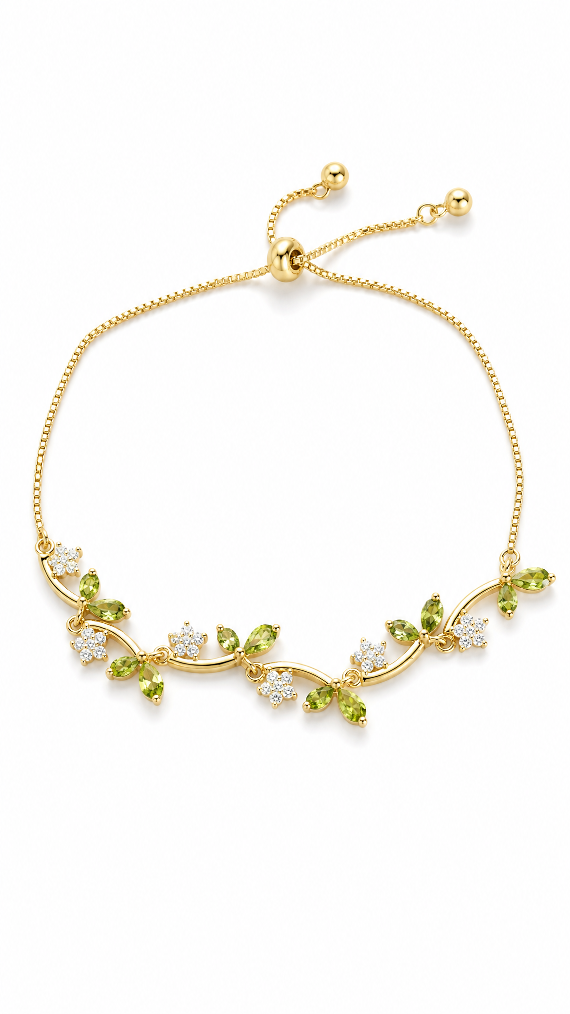 PERIDOT SAMPAGUITA FLOWER VINE BRACELET