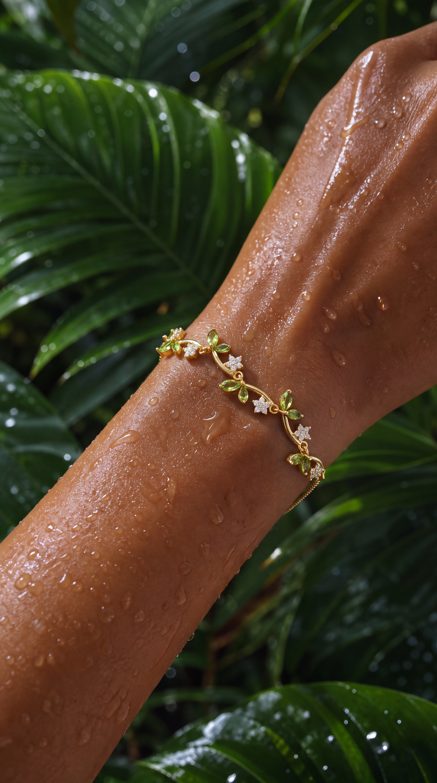 PERIDOT SAMPAGUITA FLOWER VINE BRACELET