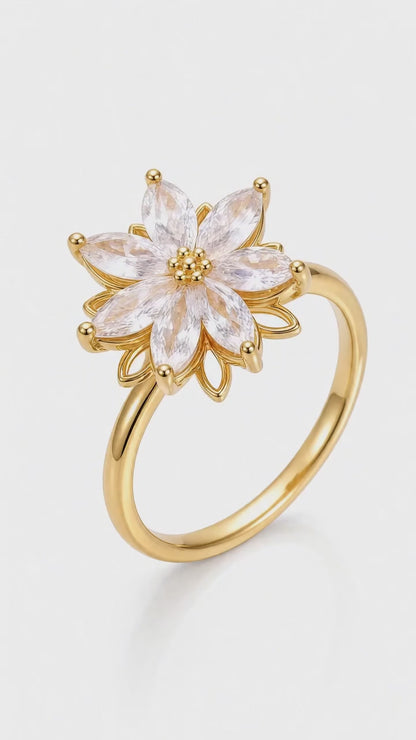 DIAMOND SAMPAGUITA FLOWER SPINNER RING