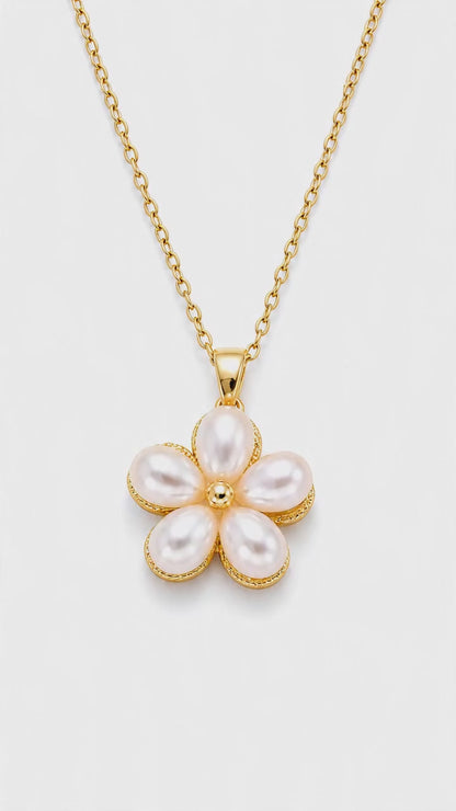 PEARL SAMPAGUITA FLOWER SPINNER NECKLACE