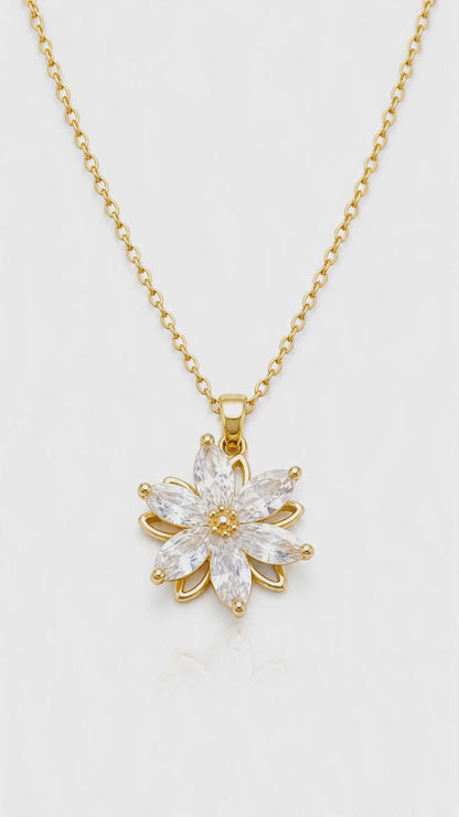 DIAMOND SAMPAGUITA FLOWER SPINNER NECKLACE