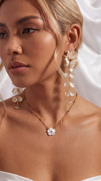 BRIDAL SAMPAGUITA FLOWER DROP EARRINGS