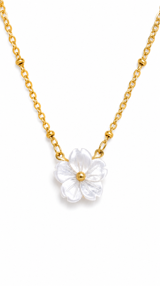 DAINTY PEARL SAMPAGUITA FLOWER NECKLACE