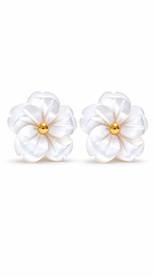 DAINTY PEARL SAMPAGUITA FLOWER EARRINGS