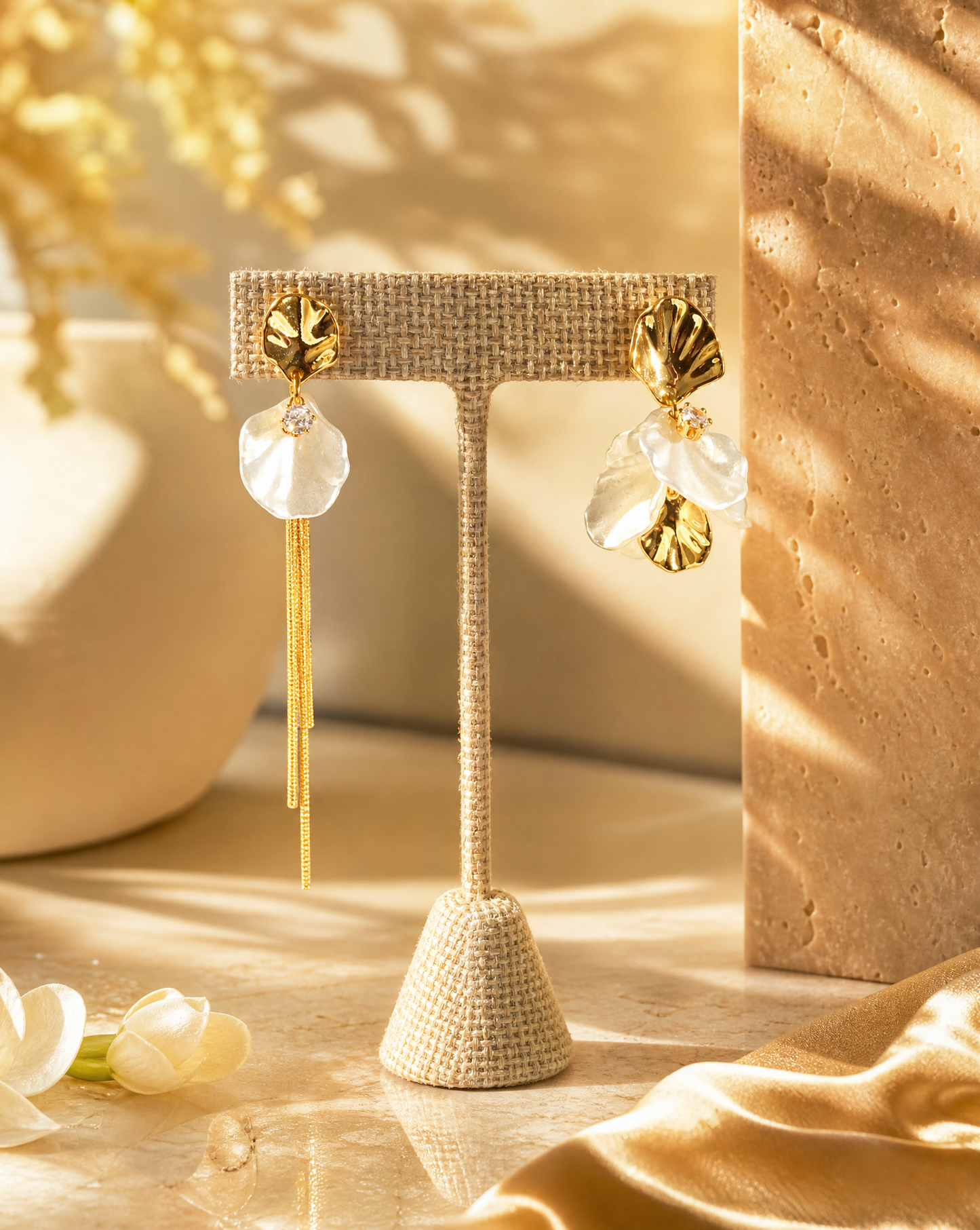 SAMPAGUITA FLOWER PEARL DROP EARRINGS
