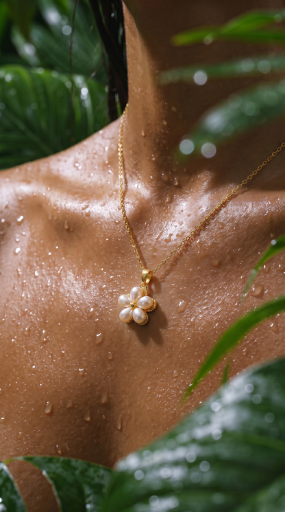PEARL SAMPAGUITA FLOWER SPINNER NECKLACE