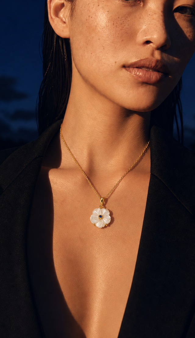 SAPPHIRE SAMPAGUITA FLOWER NECKLACE