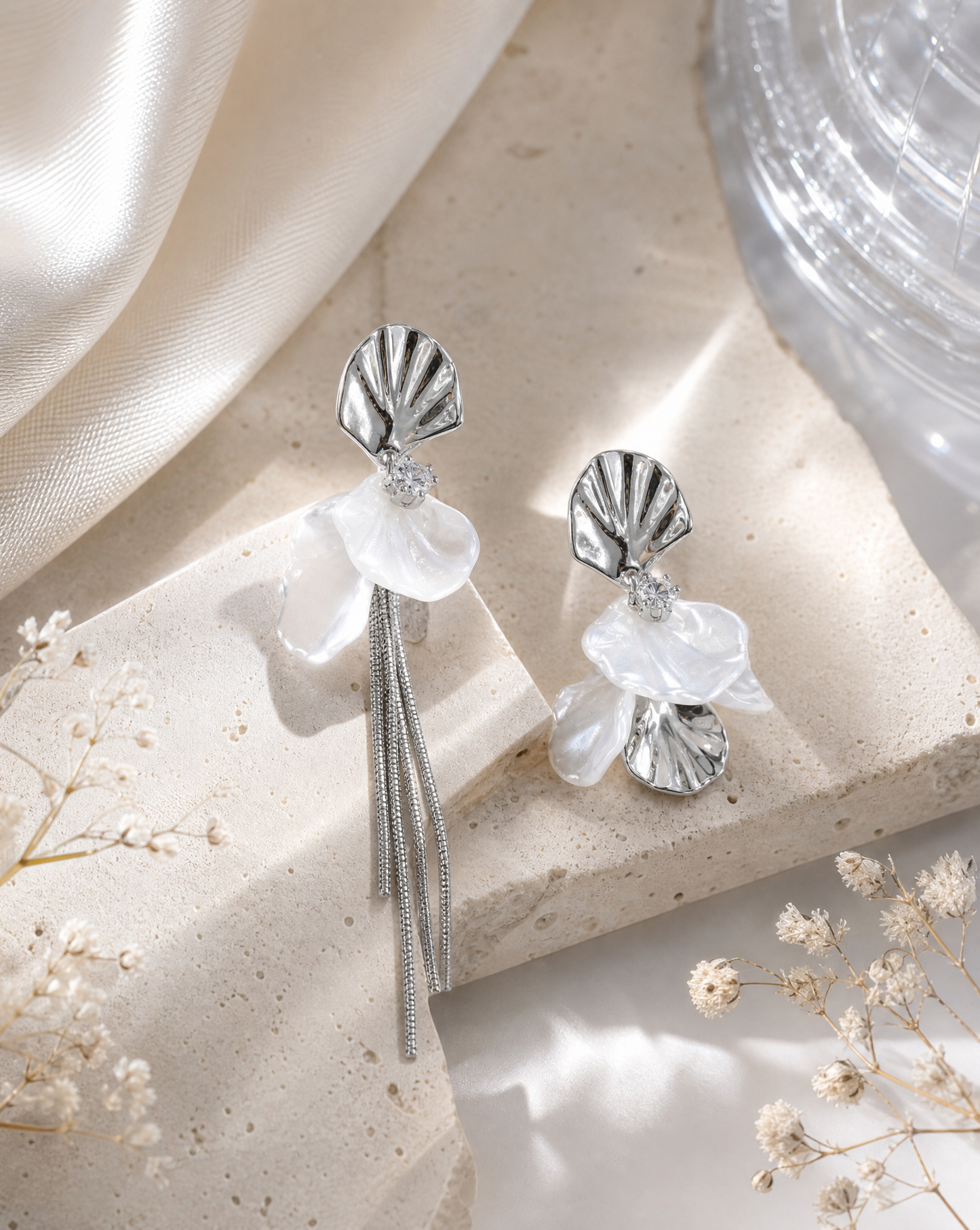 SAMPAGUITA FLOWER PEARL DROP EARRINGS