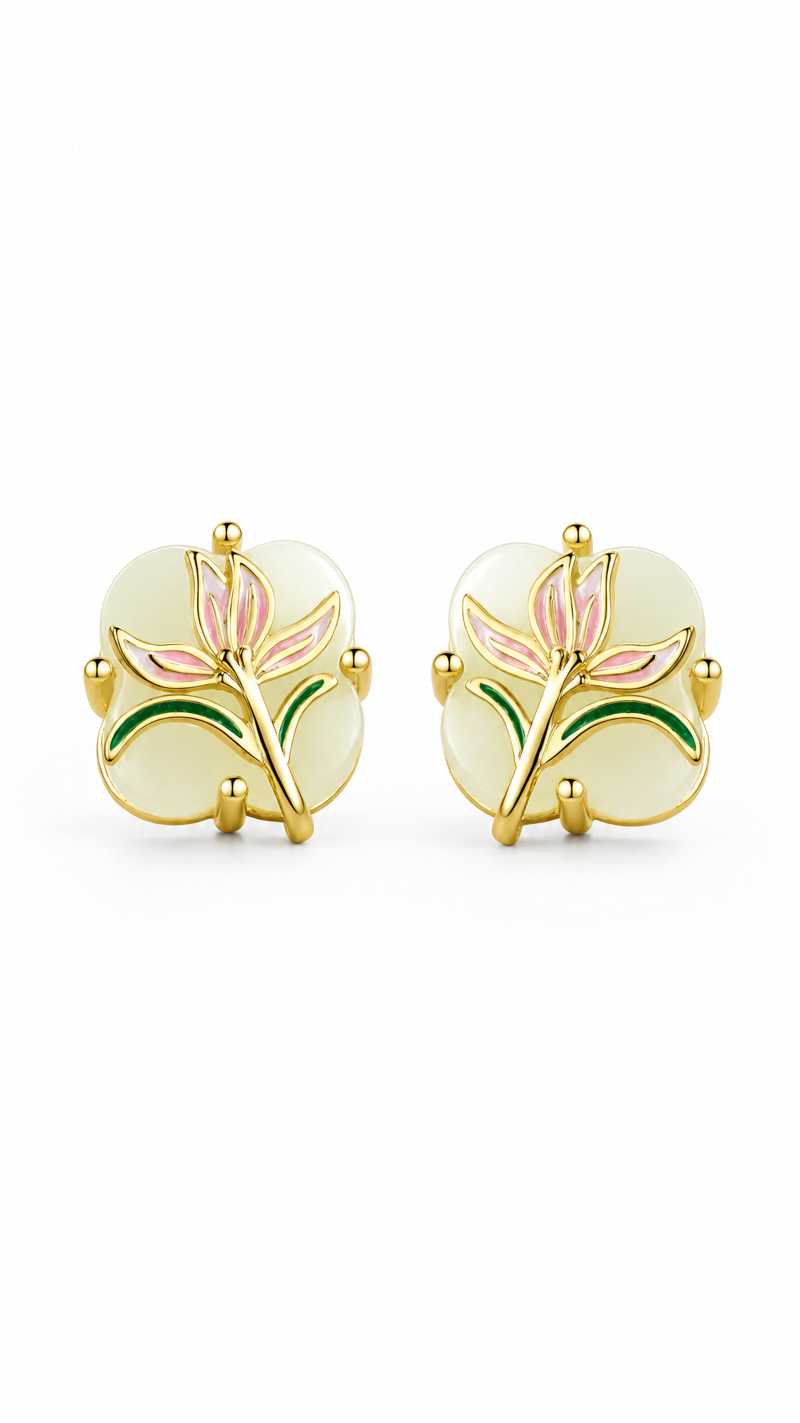 WHITE JADE GUMAMELA FLOWER EARRINGS