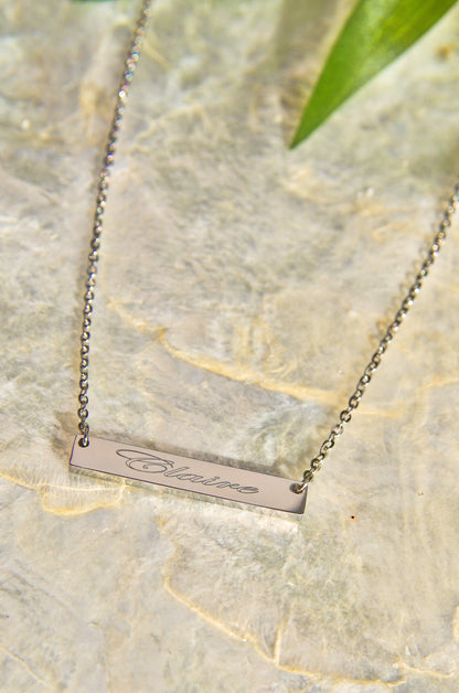 CUSTOM SILVER ENGRAVED NECKLACE