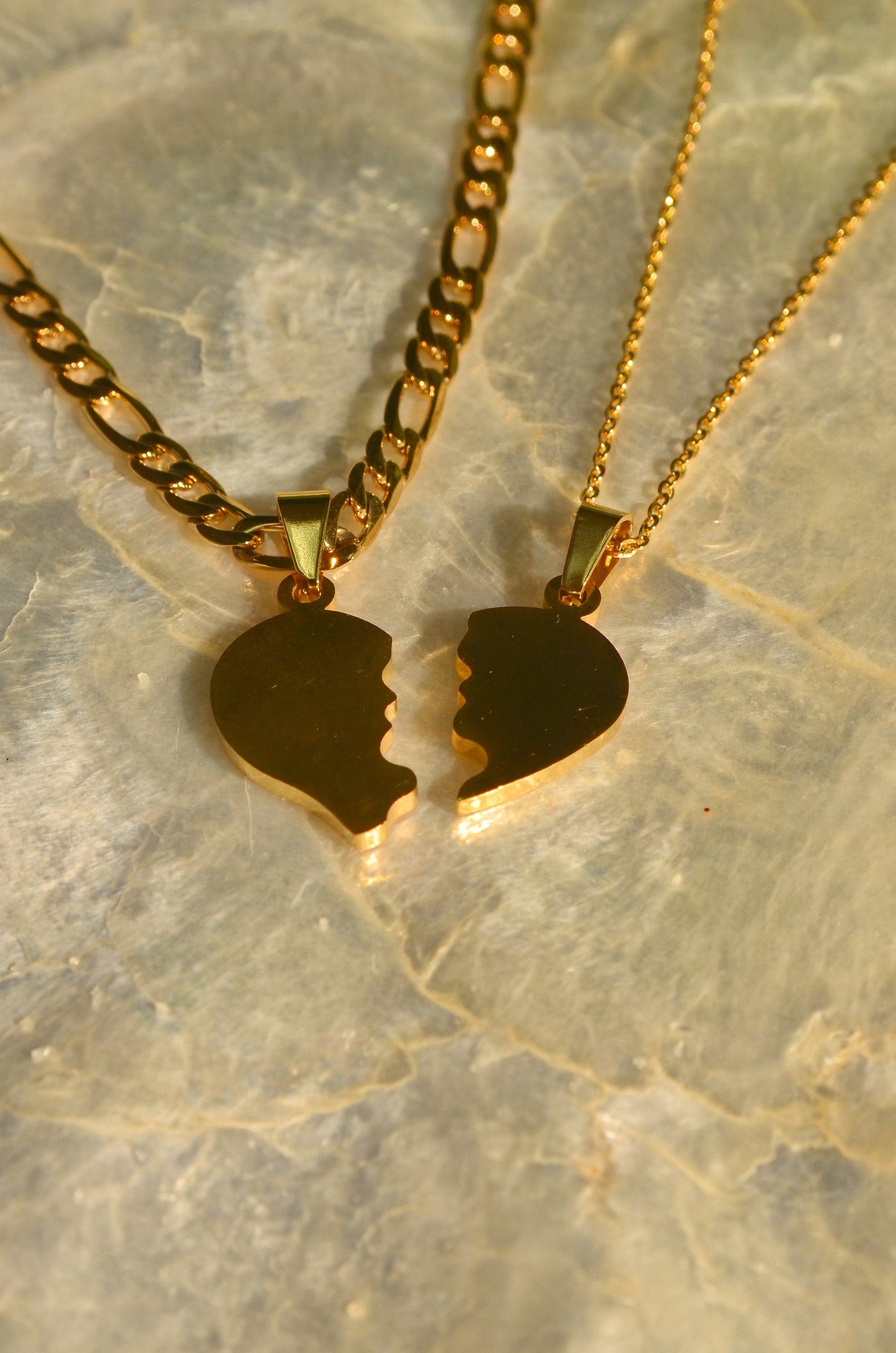 COUPLE'S CONNECTING HEART NECKLACE SET
